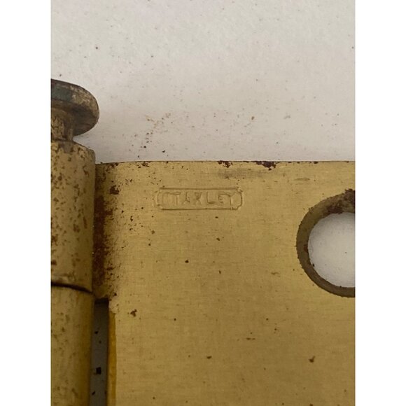 Antique Lawrence USA Brass Door Hinges Stanley Bar Latch Hardware - Picture 7 of 14